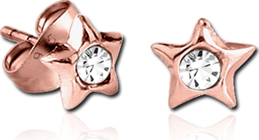 viva-adorno 1 Paar Damen Ohrringe Mädchen Ohrstecker 925 Silber Sterne Rosegold Zirkonia Z533.D6