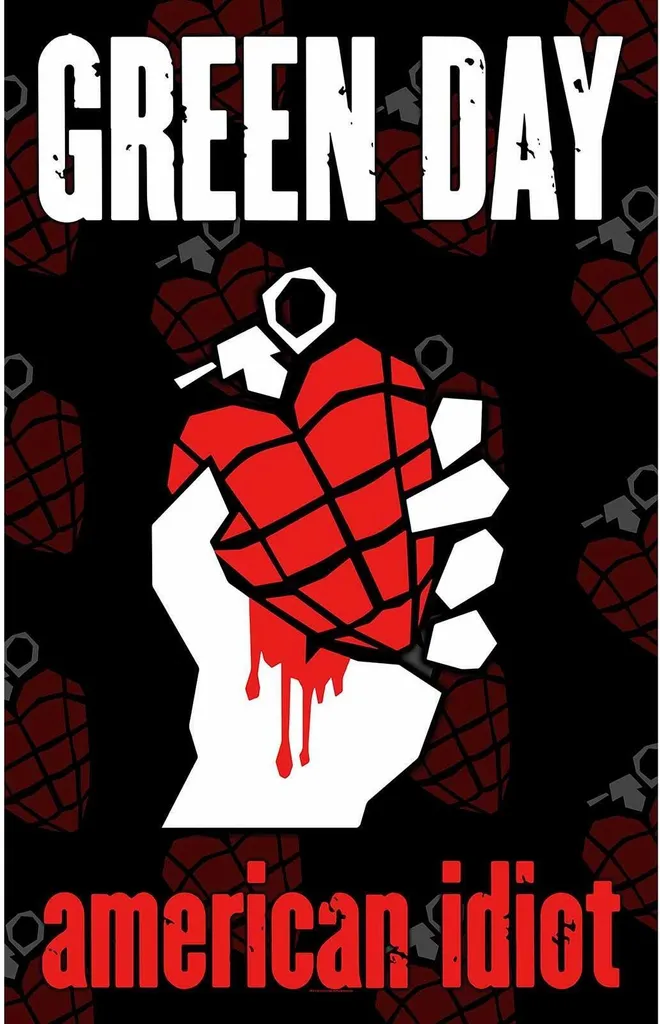 Poster Green Day American Idiot Tissu RO4927 Noir Rouge Blanc Unique