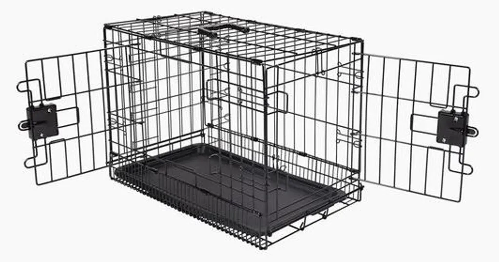 Cage chien robuste facile à laver avec tiroir coulissant et deux portes