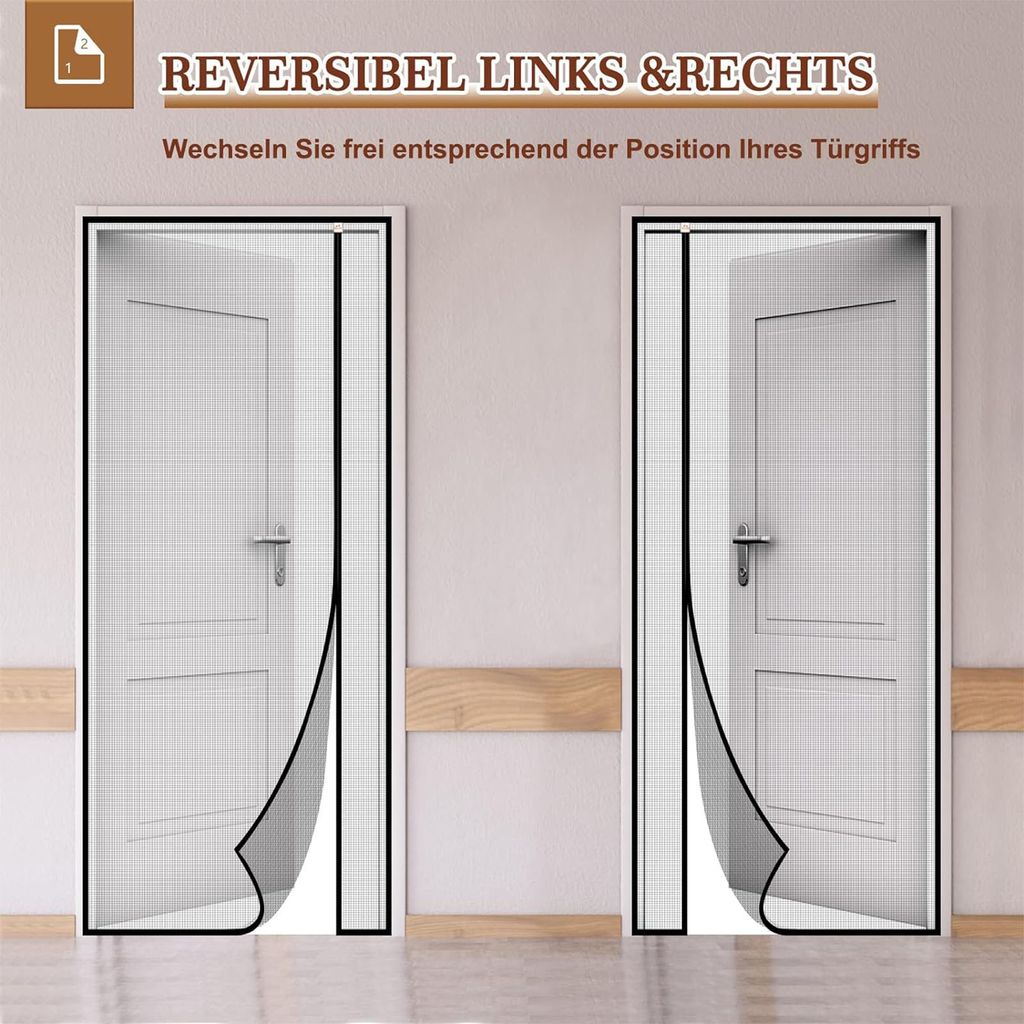 OKWISH Insektenschutzplissee Fenster Fliegengitter Insektenschutz Fliegengitter Aluminium 100x210cm Schwarz