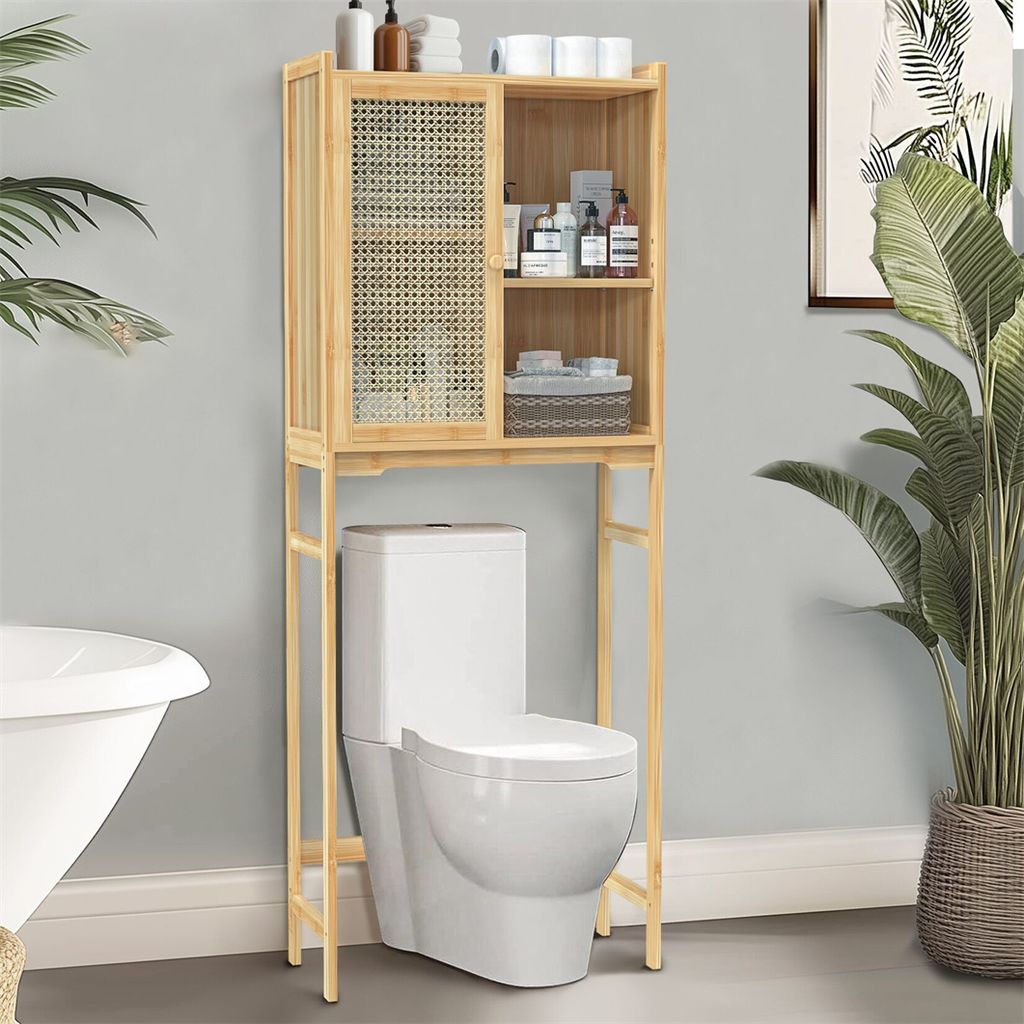 WISFOR Badregal Toilettenregal, Badezimmerregal mit Schrank Produktbild 7