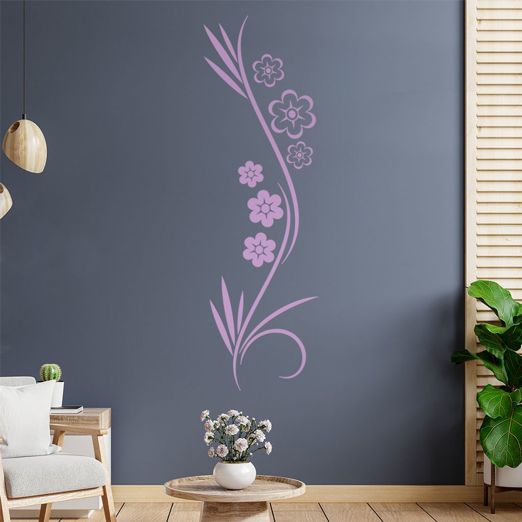 Blumen - Blüten - Gräser Wandtattoo in 6 Größen - Wandaufkleber Wall Sticker - Dekoration, Küche, Wohnzimmer, Schlafzimmer, Badezimmer