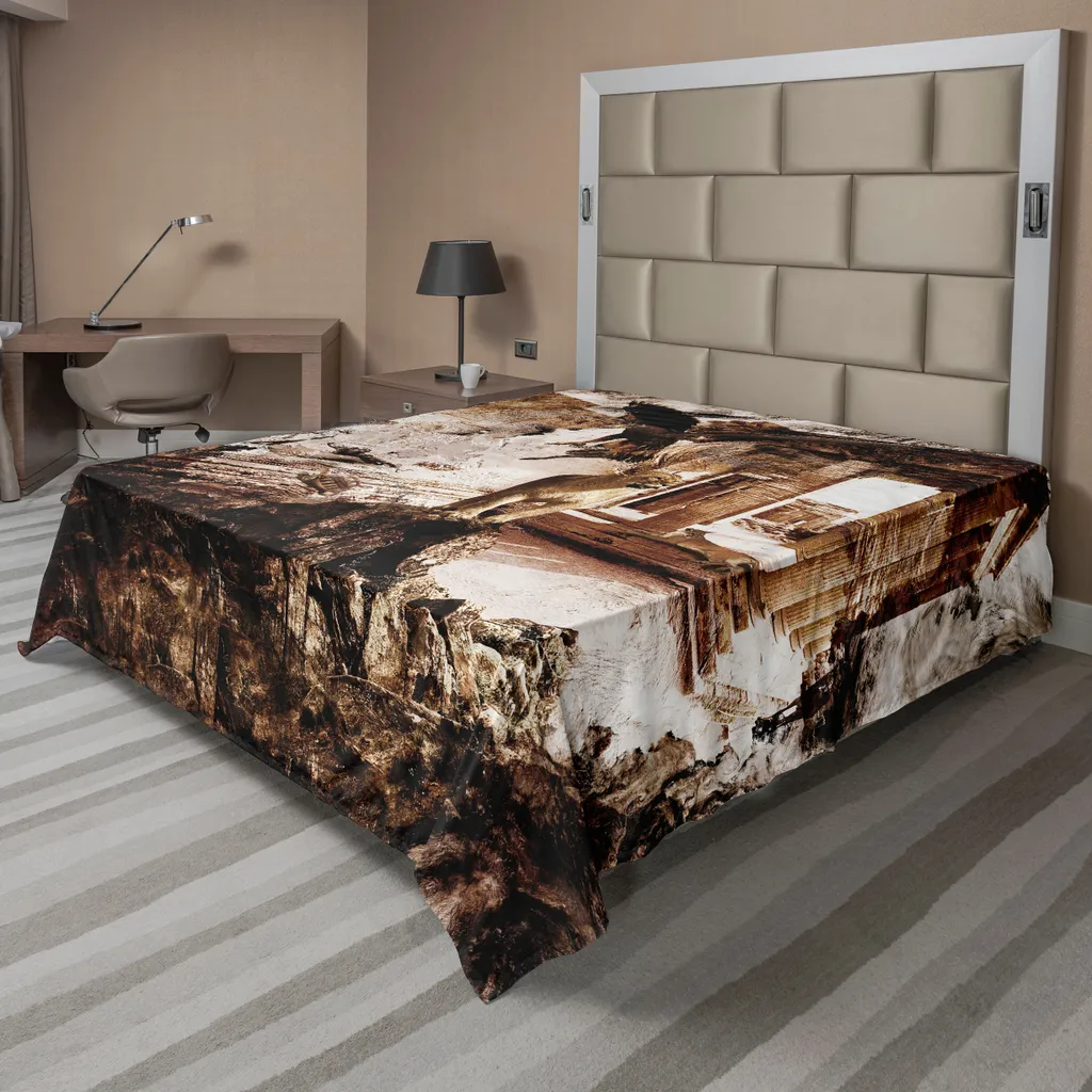 Drap plat ABAKUHAUS Vieux Bâtiment Animaux Lion Faucon 275 x 260 cm