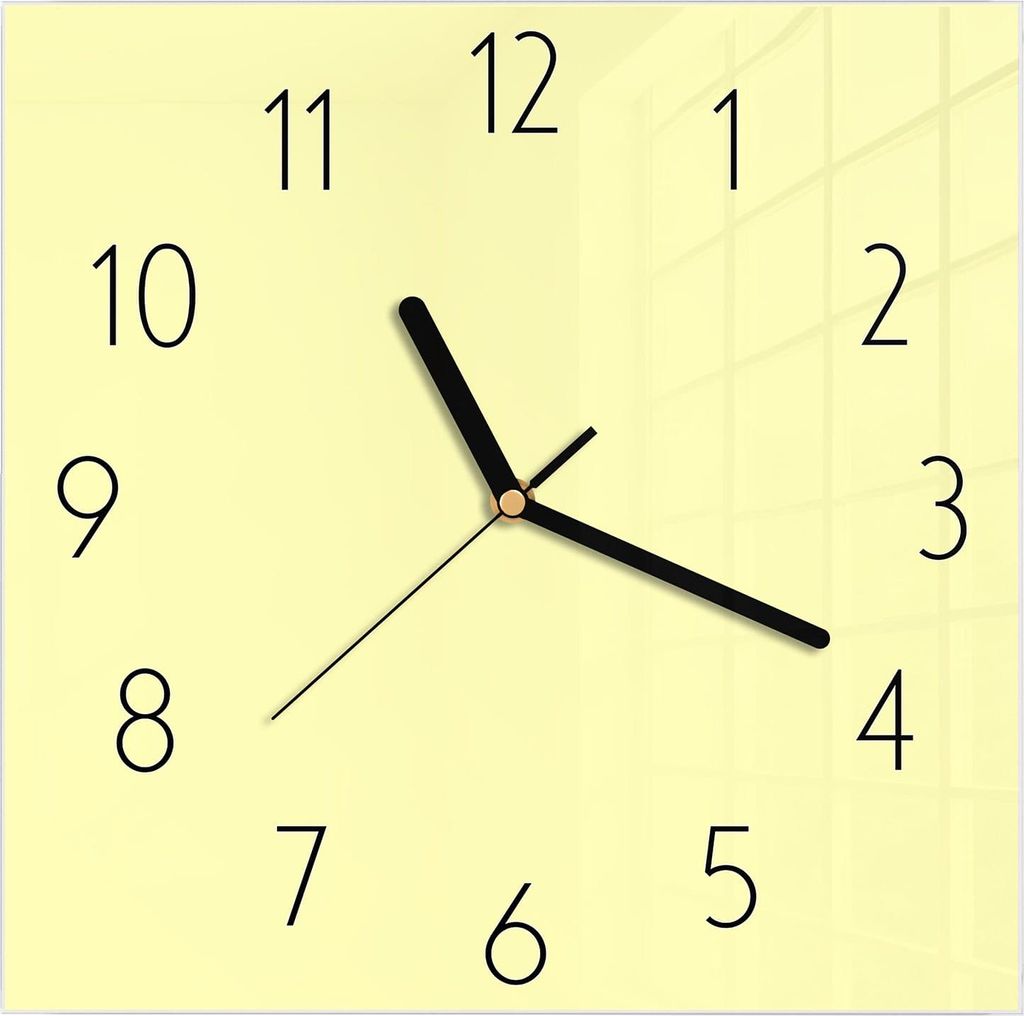 Wanduhr aus Glas mit Motiv Cremefarbener Hintergrund- 30 x 30 cm - inkl. Aufhängesystem