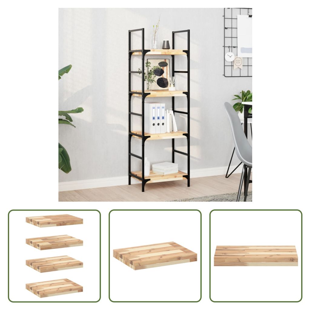 The Living Store Schweberegale 4 Stk. 60x30x4 cm Massivholz Akazie Unbehandelt
