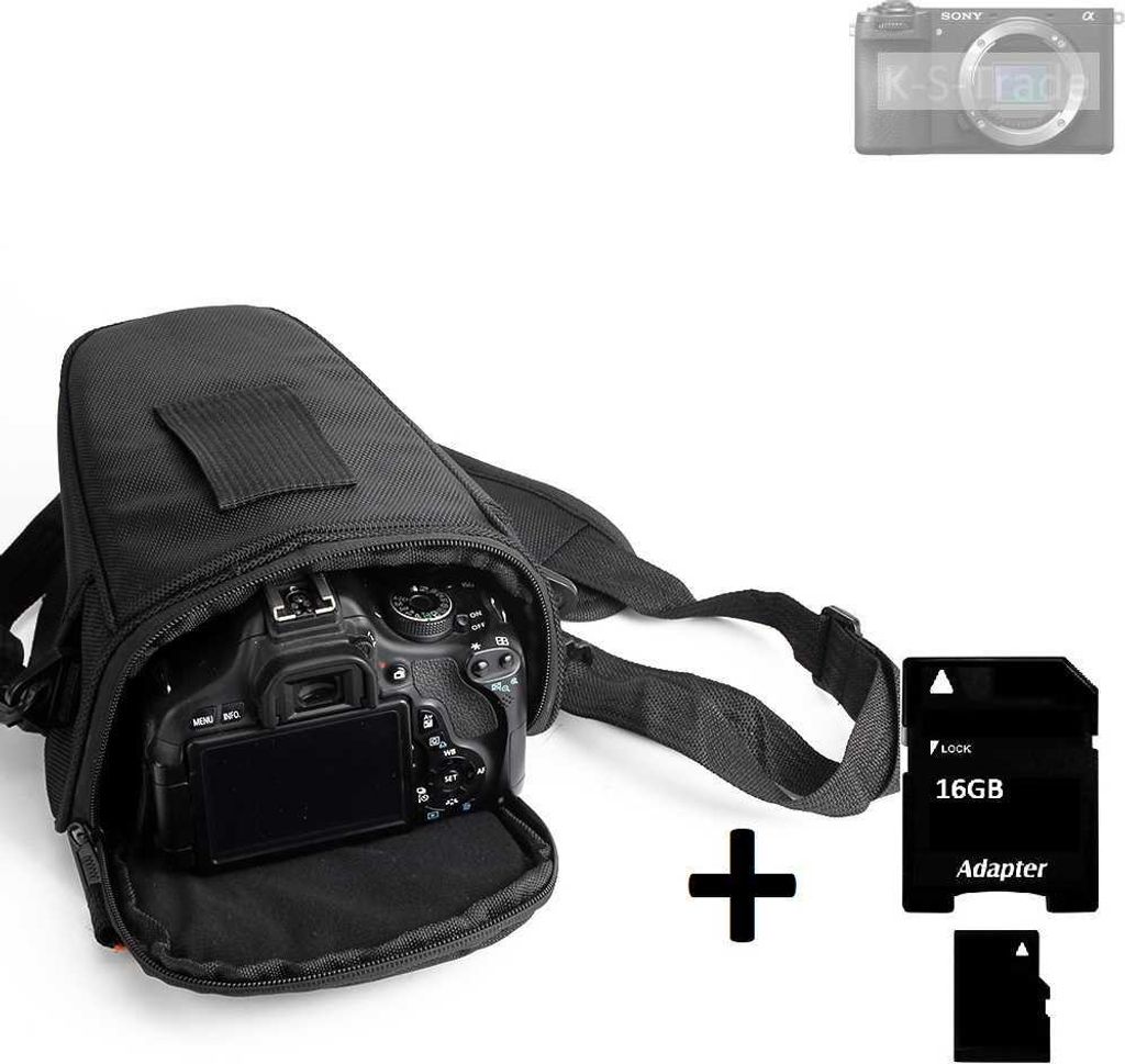 K-S-Trade Schultertasche kompatibel mit Sony Alpha 6700 Colt Kameratasche für Systemkameras DSLR DSLM SLR, Bridge etc., + 16GB Speicherkarte