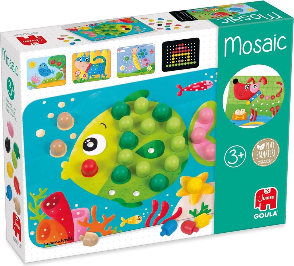Jumbo Spiele D53136 - GOULA Mosaik Spiel Holzspielzeug für Kleinkinder, Ab 3 Jahren