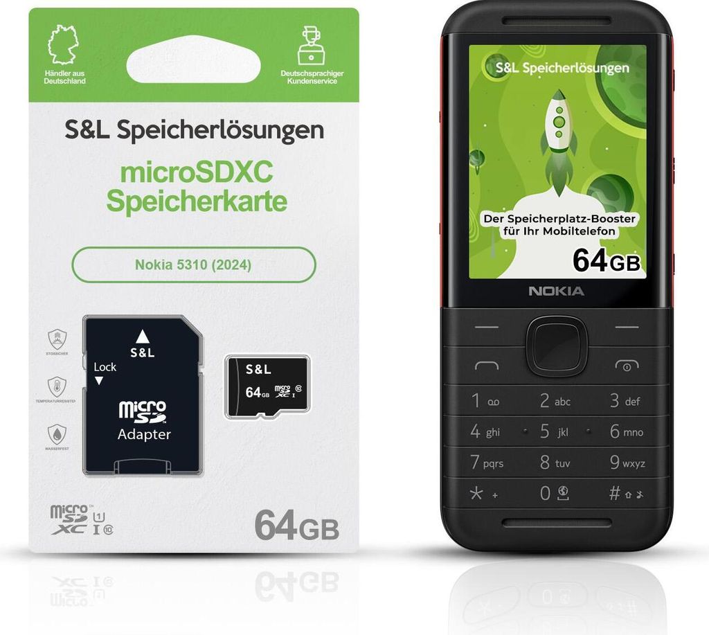microSD Speicherkarte S&L für Nokia 5310 (2024) - Speicherkapazität: 64 GB