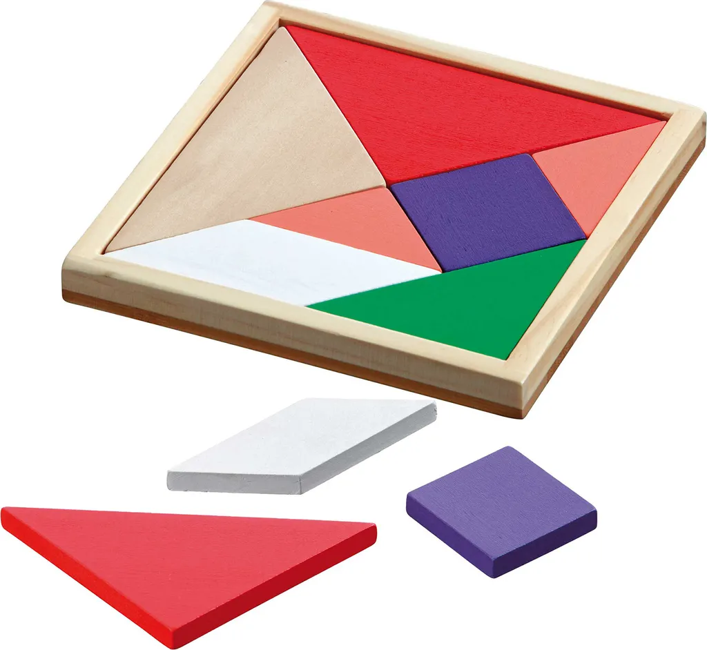 Tangram en bois naturel Puzzle casse-tête éducatif 7 pièces colorées