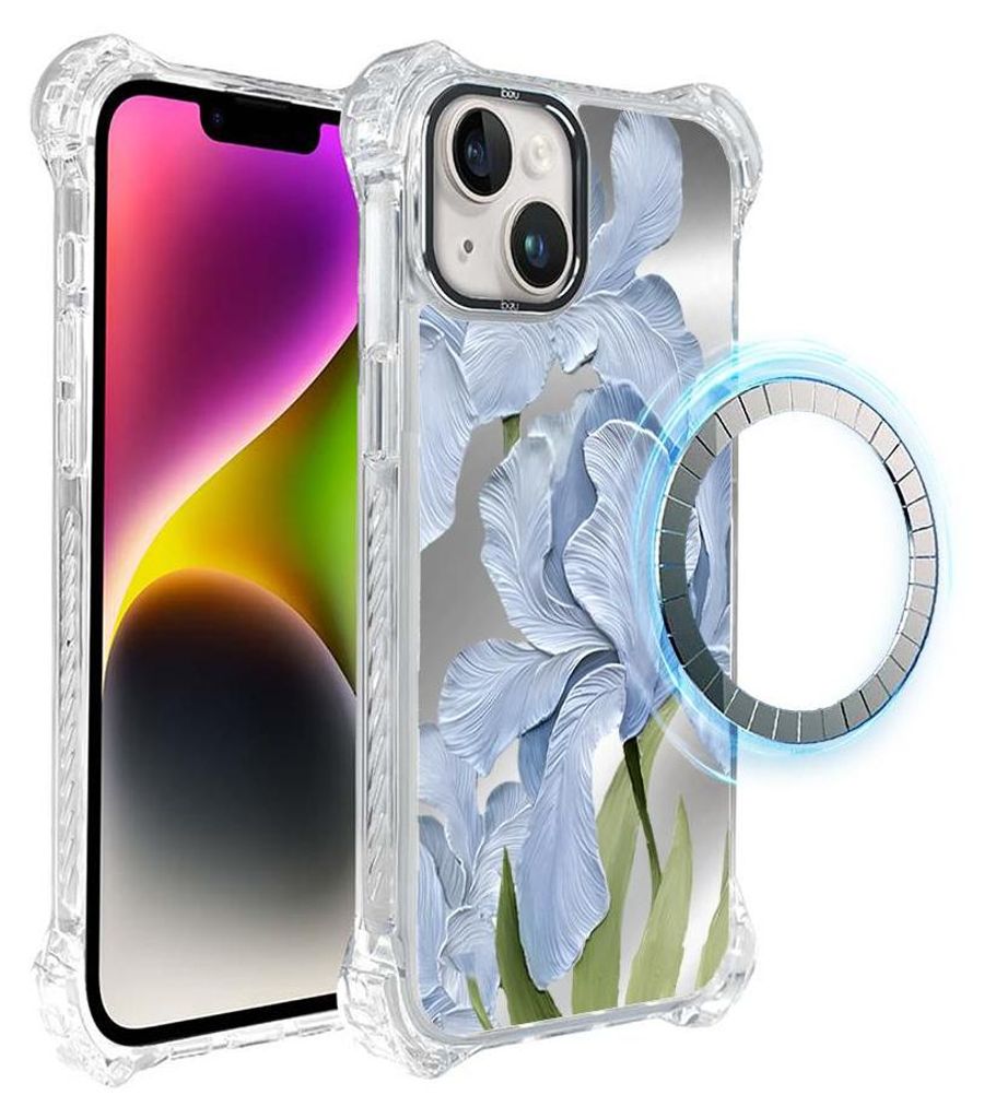 Schutzhülle für das iPhone 14, MagSafe-kompatibel, verstärkte Ecken, transparente Seiten, Blaue Iris