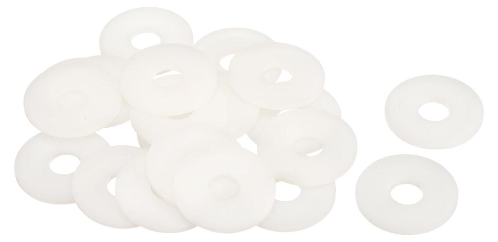 20 Stück M14 Nylon-Flachdichtungen, 14 mm Innendurchmesser, 44 mm Außendurchmesser, 3 mm dick, Kunststoffscheiben, Dichtring, weiß