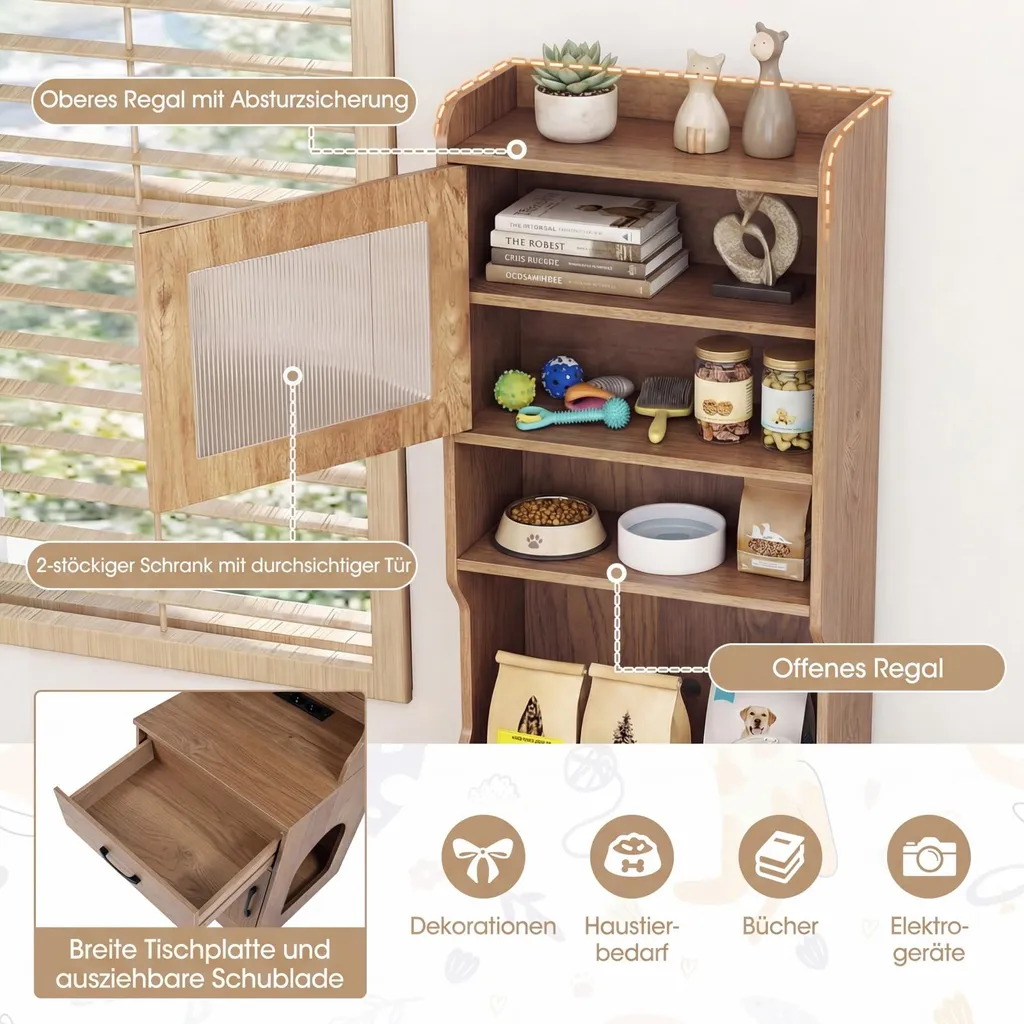 Armoire pour chat avec éclairage LED 16 modes et station de recharge - 5