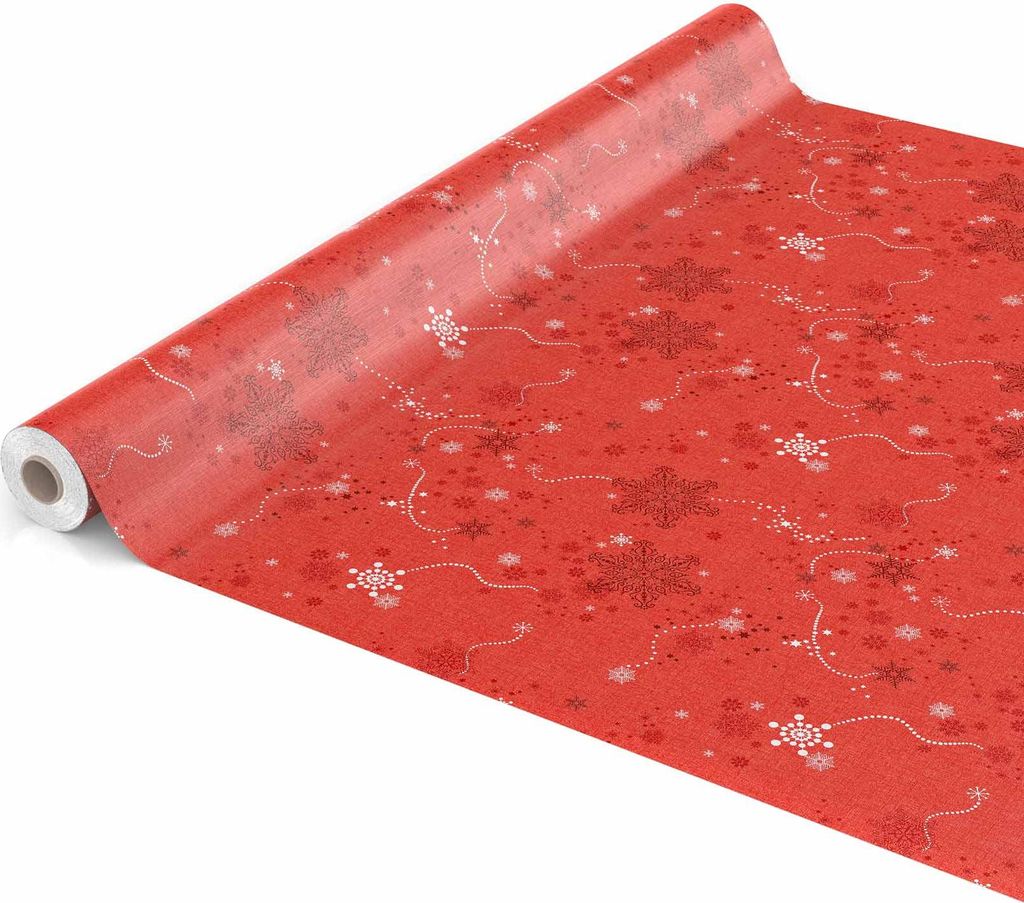 Tischdecke Wachstuch Weihnachten Rot Robust Wasserabweisend Breite 140 cm Länge 2000 cm