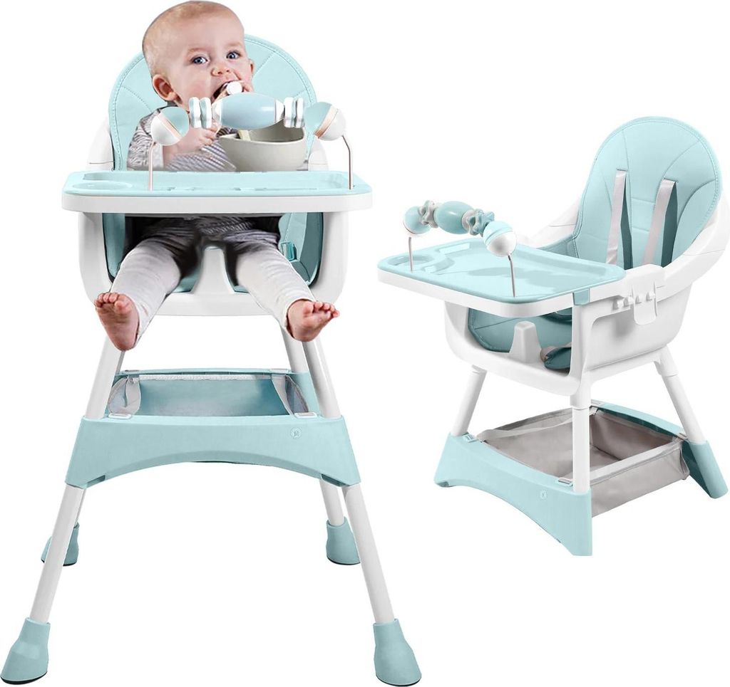 Umbaubarer Hochstuhl für Baby & Kleinkind - Modell E500 - 6–36 Monate - Klappbar - Leicht zu reinigen - Gepolsterter Sitz - Tablett mit Becherha...