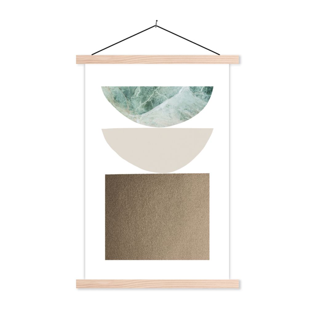 MuchoWow Textilposter Geometrische Formen - Minimalismus - Pastell 40x60 cm mit holzfarbenen Rahmen - Poster