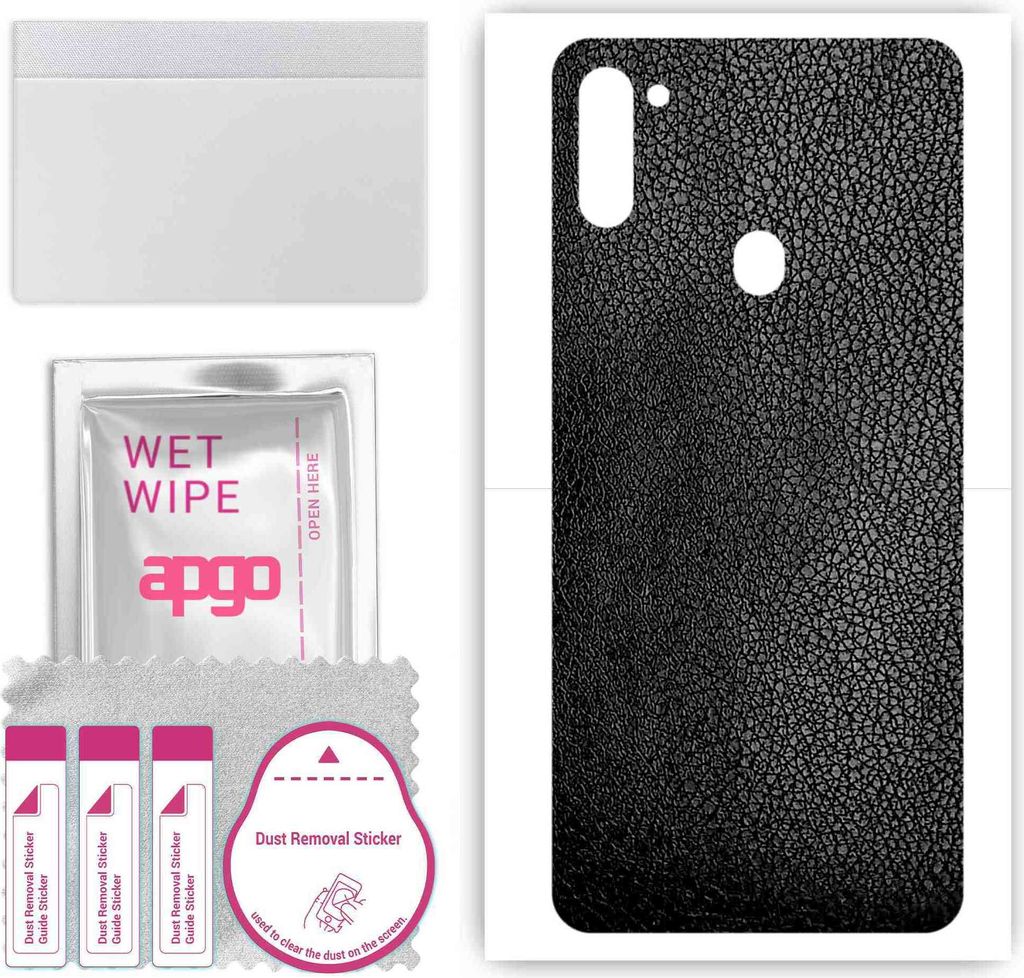 apgo Rückseite Schutzfolie, Skin, kompatibel mit Samsung Galaxy A11, Hinten Displayschutzfolie aus Vinylfolie, kratzfest, einfache Montage - Schwa...