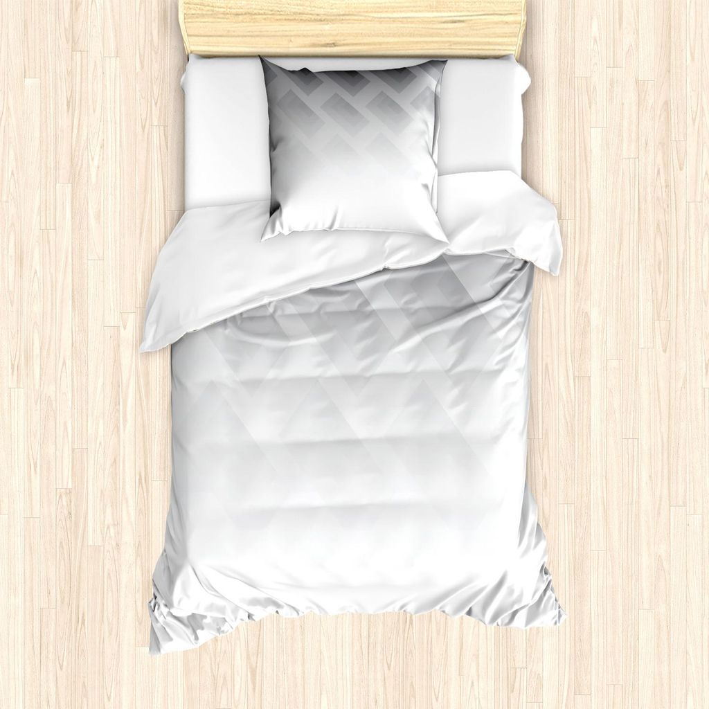 ABAKUHAUS Grau Bettbezug Set, Unschärfe-Plakat-Anzeige mit vereinfachten quadratischen Formen Zeitgenössischer Optikillusion-Druck, 135 x 200 cm ...