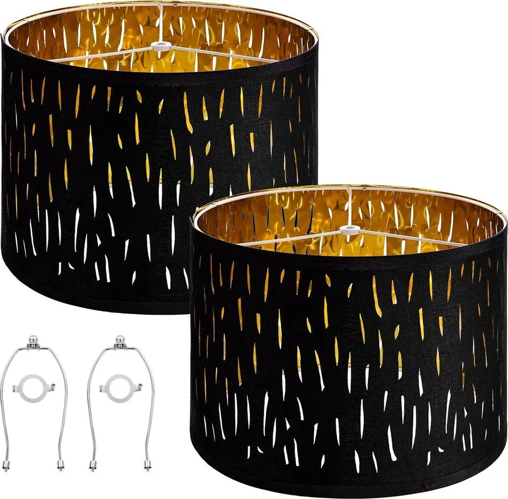 Abat-jour Rond Moyen en Tissu pour Lampe de Chevet et Salon - Lot de 2