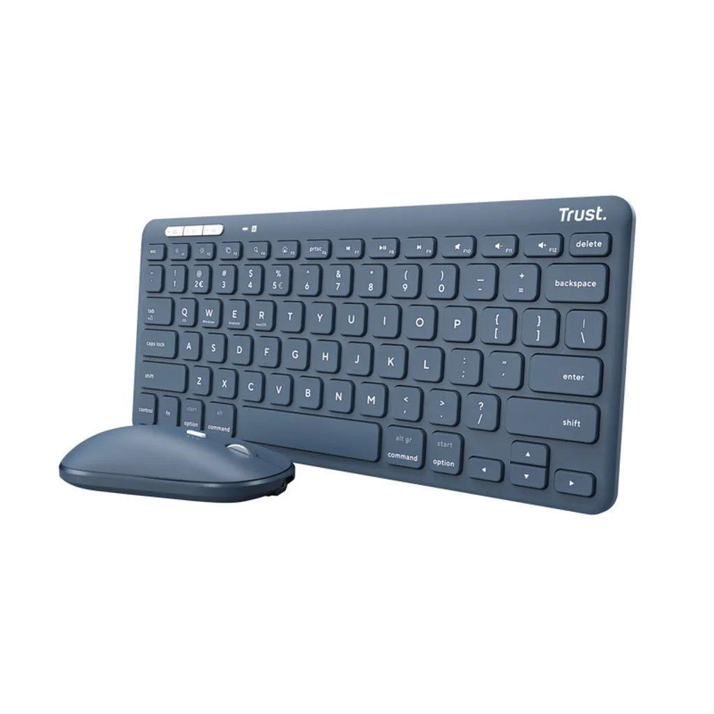 Clavier sans fil compact Trust Bluetooth avec souris intégrée bleu