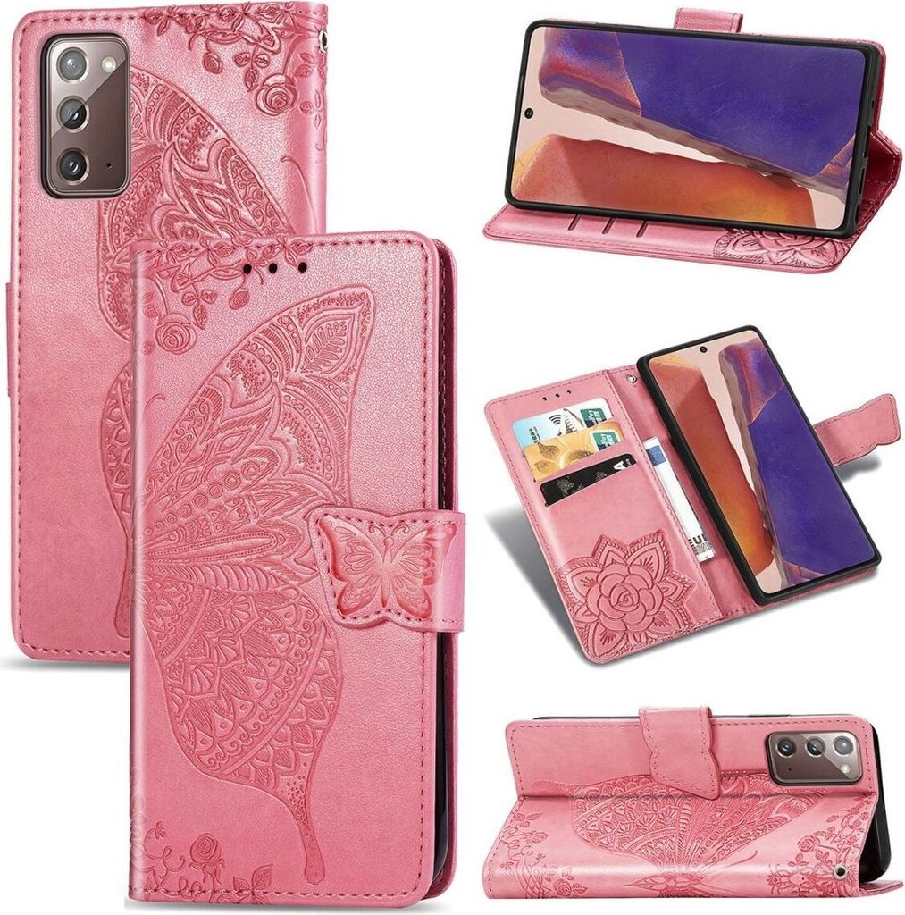 König Design Hülle kompatibel mit Samsung Galaxy Note 20 Kunstleder Handyhülle - Handy Case Rosa
