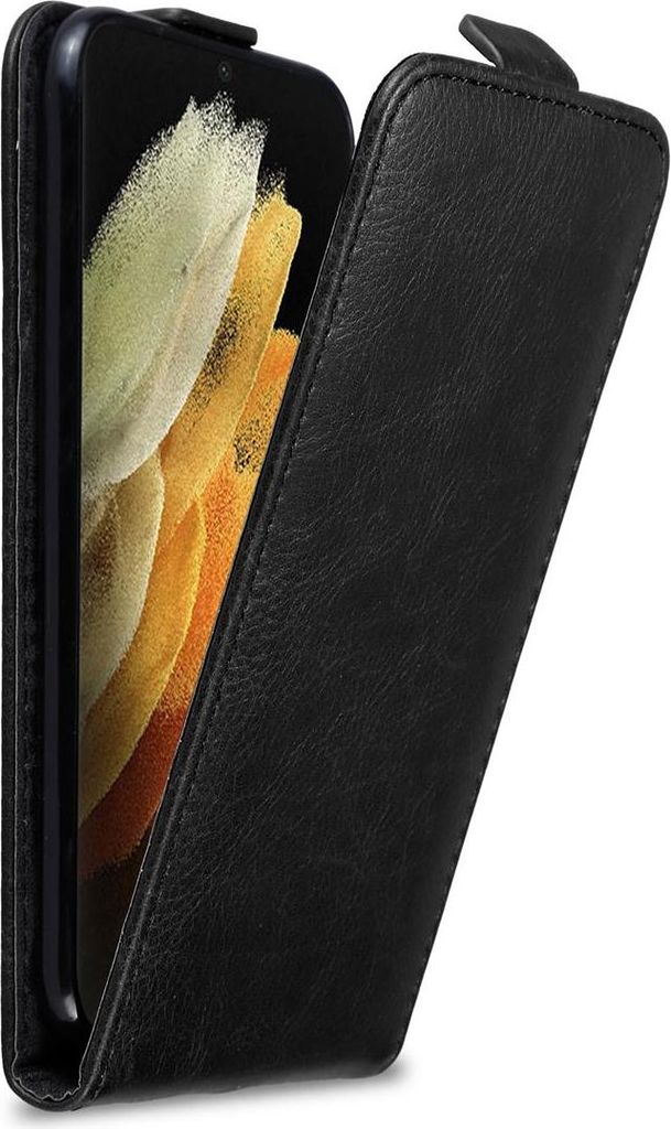 Cadorabo Hülle für Samsung Galaxy S21 ULTRA Schutz Hülle in Schwarz Flip Etui Handyhülle Case Cover
