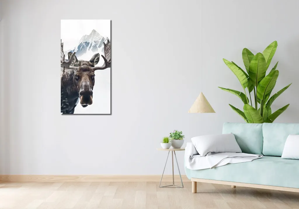 Quadro Alce 50x100 Foresta: Decorazione Parete Stile Montagna - 2