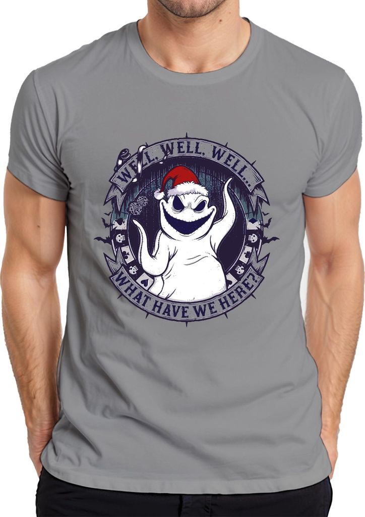 Well Well What Have We Here Grusel Geist Santa Hut Weihnachten Herren T-Shirt, Grau, XL