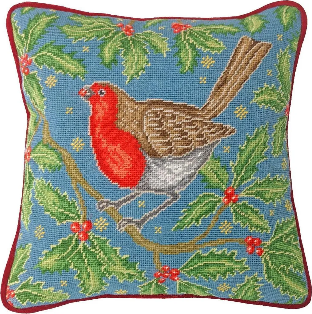Kit broderie coussin Gobelin Rouge-gorge Bothy Threads TAP14 36x36cm