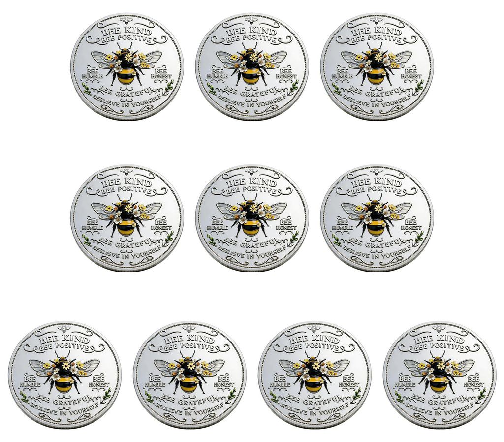 Gedenkmünze „Biene – Freundlichkeit und Positivität“ – Motivierende Bienen-Challenge-Münze – Doppelseitiges, inspirierendes Sammlerst...