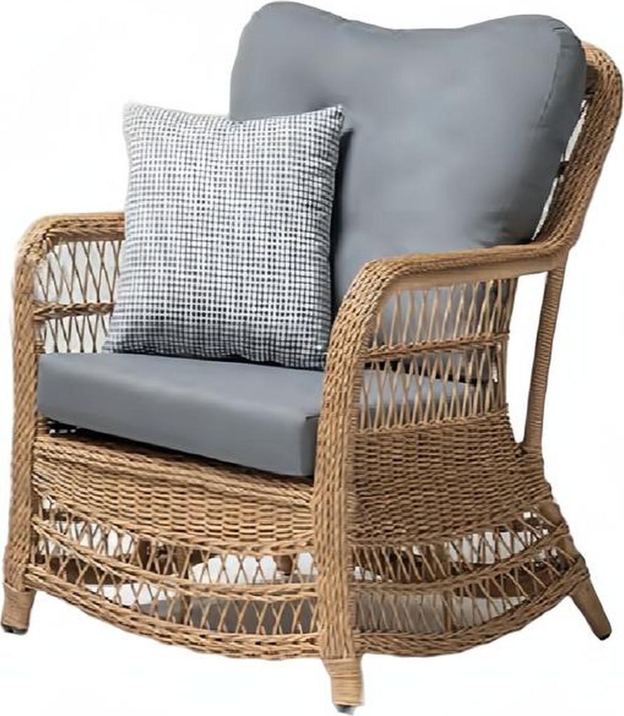 Sessel Grau Design Couch Sofa Relax Hochwertig Rattan Polster Sitzer Luxus