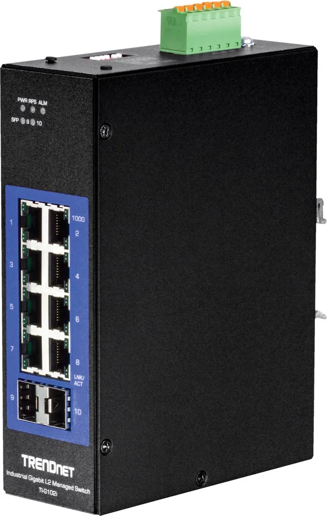 Switch Trendnet TI-G102I Commutateur Industriel Rail DIN Résistant
