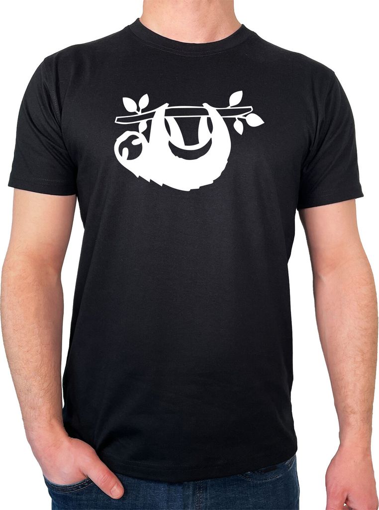 Huuraa Herren T-Shirt Faultier Silhouette XL Black Bio Baumwolle Fairtrade Herrenshirt Geschenkidee