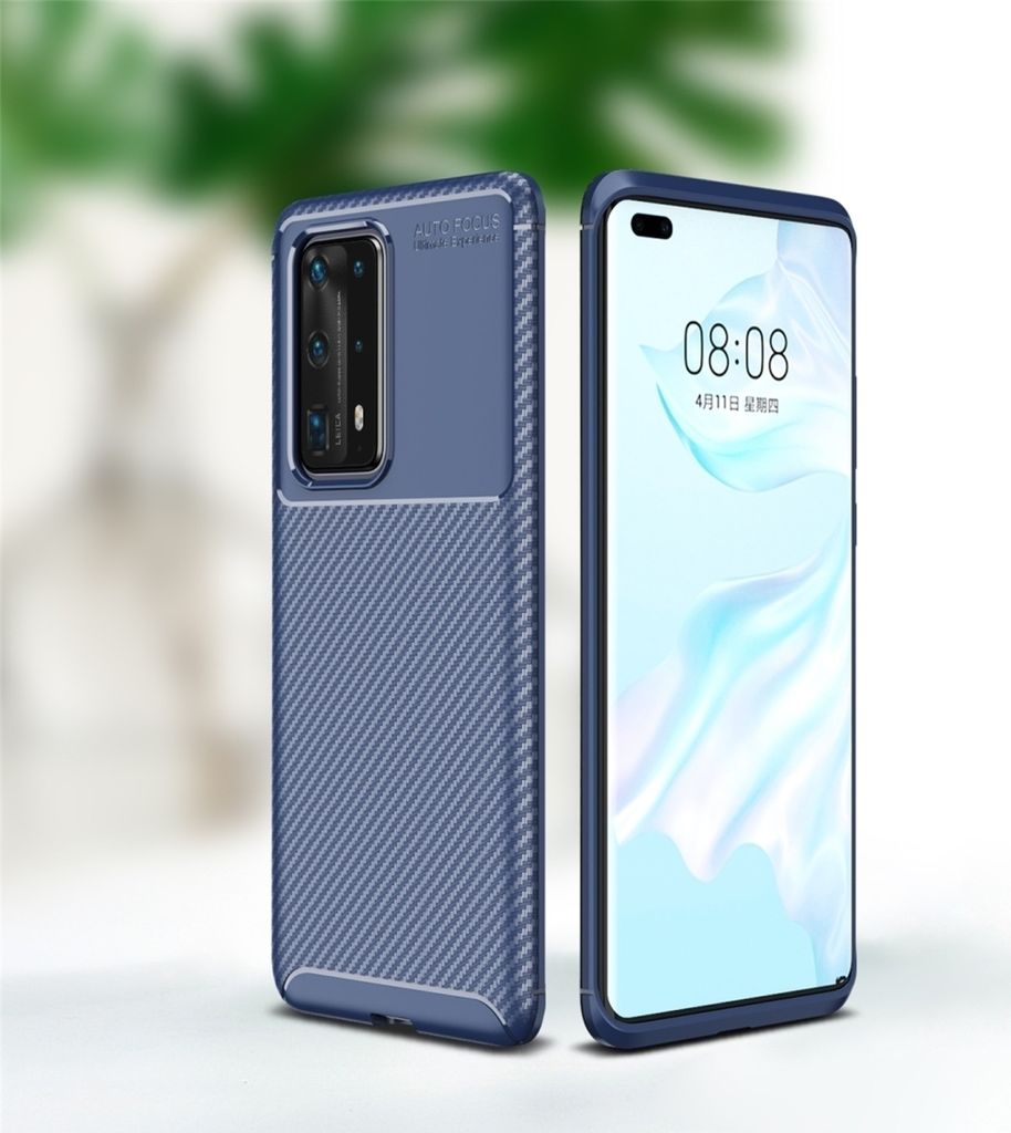 Mobigear Racing Huawei P40 Pro Plus Hülle Flexibles TPU Backcover - Blau