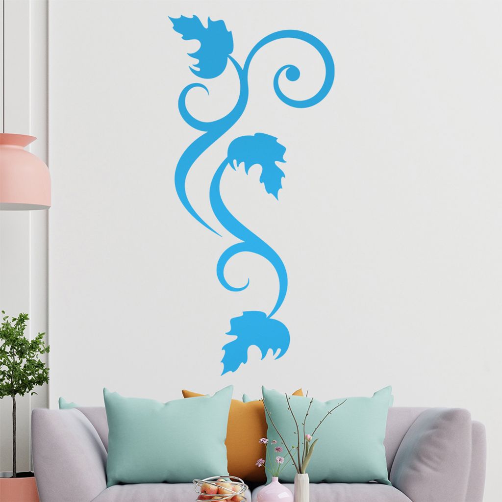 Blätter - Linien Wandtattoo in 6 Größen - Wandaufkleber Wall Sticker - Dekoration, Küche, Wohnzimmer, Schlafzimmer, Badezimmer