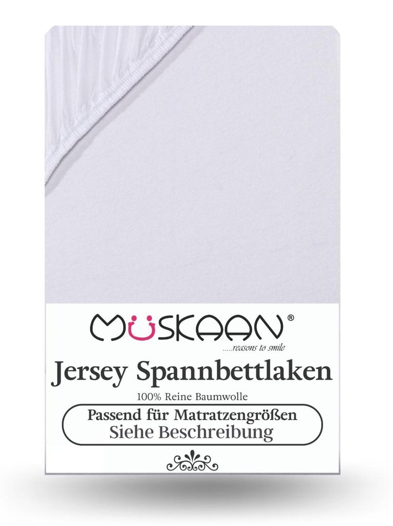 Jersey Spannbettlaken 90x200 cm - 100x200 cm Weiss - 100% Produktbild 