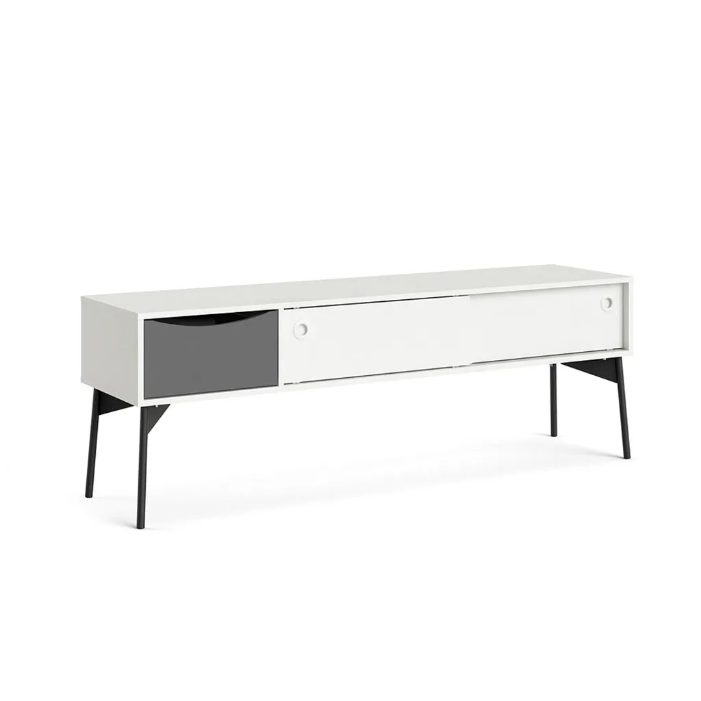 Porta TV Elly 2 Ante Scorrevoli Bianco e Grigio | Prezzo Imbattibile - 3