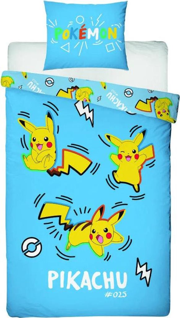 Pokemon Pikachu Mikrofaser Bettwäsche 2 tlg Set 135-140x200 63x63 cm