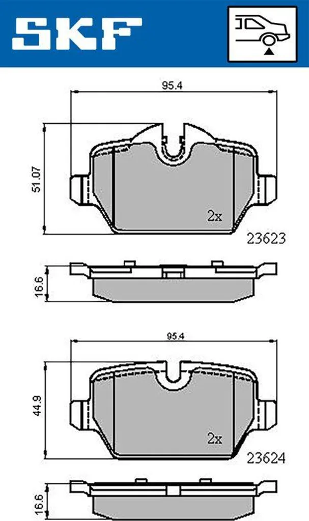 Plaquettes de frein SKF pour entretien BMW Série 1 et 3 E90 E92 E87