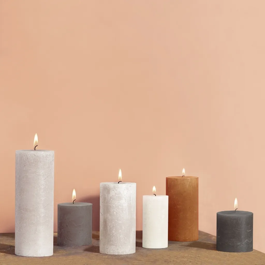 Bolsius Candele Rustiche 190/68 Grigio Tempesta - Set Risparmio 12 Pezzi - 6