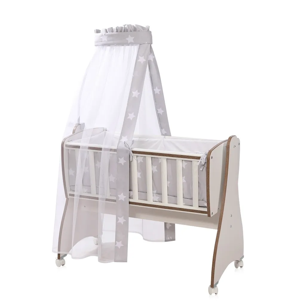 Lorelli Ensemble Literie Bébé 7 Pièces First Dreams avec Ciel de Lit Gris