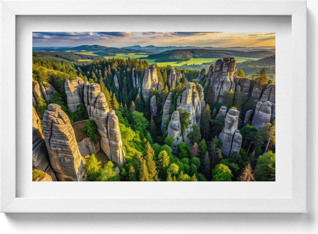 Landschaft mit malerischen Bergen und Wäldern aus der Produktbild 
