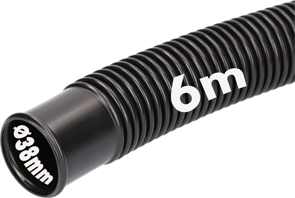 6 Meter Amapool Basics Poolschlauch 38mm, schwarz I Schwimmbadschlauch 38 mm I Schlauch für Poolpumpe I flexibler Pumpenschlauch I Germany I Chlo...