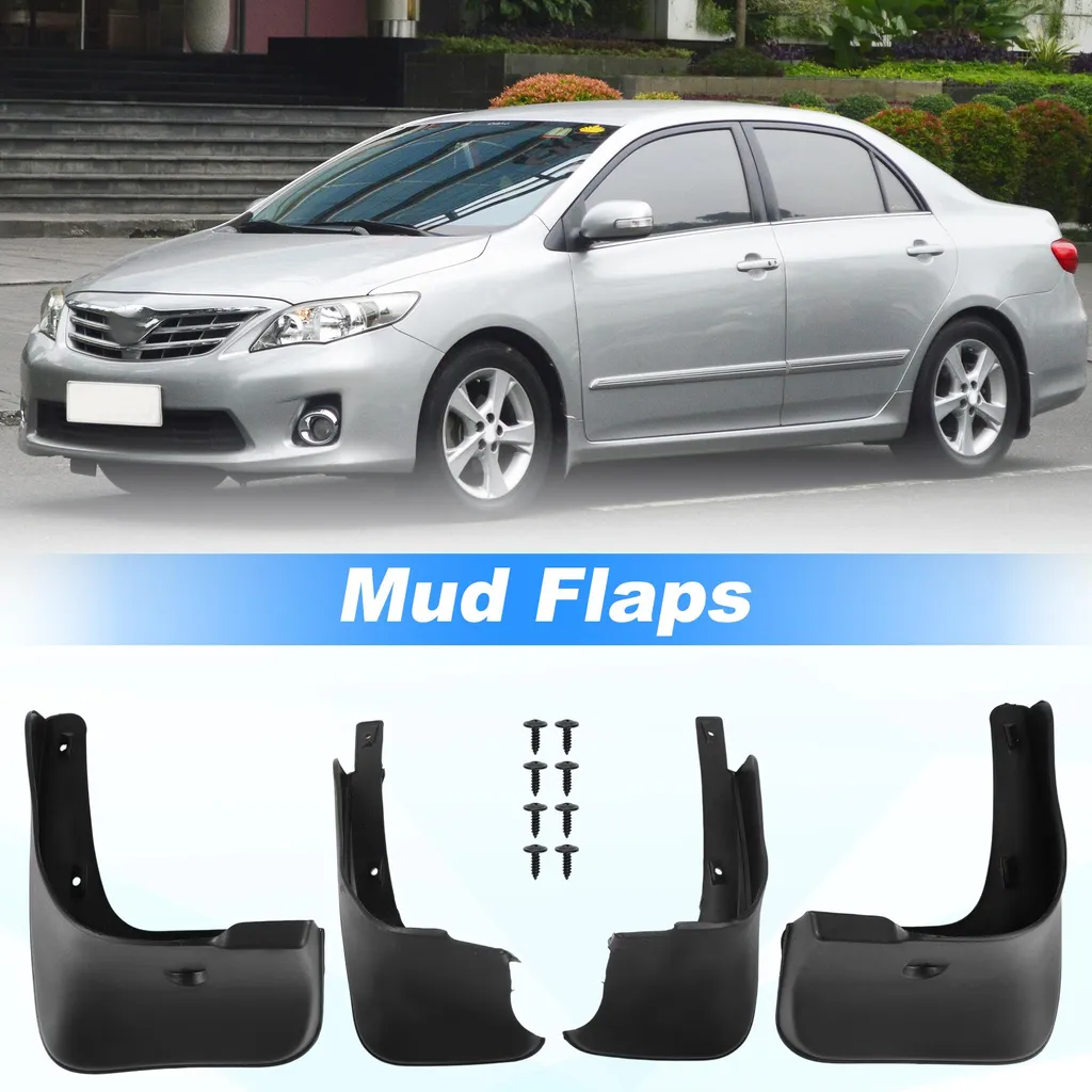 Garde-Boue Toyota Corolla 2009-2013 en PP Noir Incassable 4 Pièces