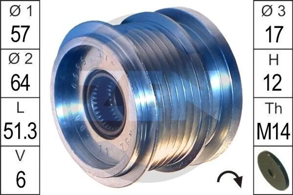 Poulie d'Alternateur Roue Libre Robuste ERA ZN5559 - 04861 506AG