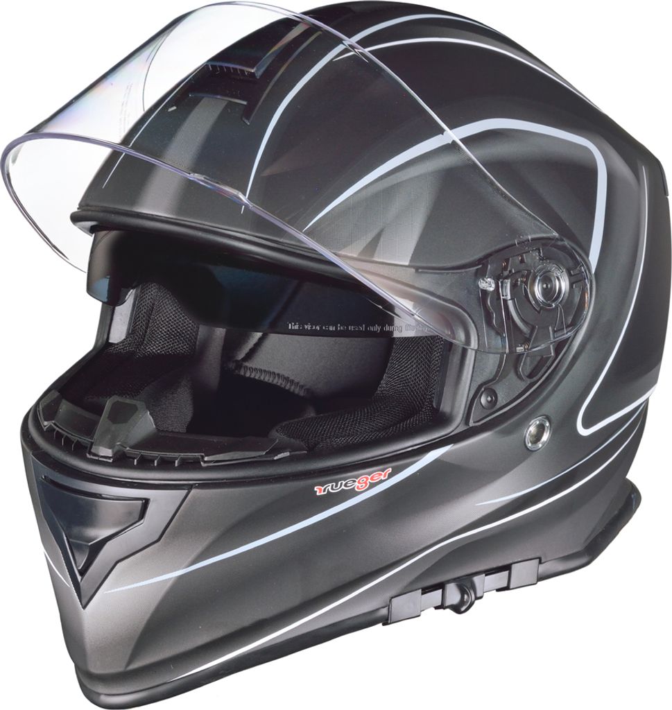 rueger Integralhelm Motorradhelm Kinder Motorrad Integral Bobber Sturz Helm Pinlock LNP-GY XL (61-62)