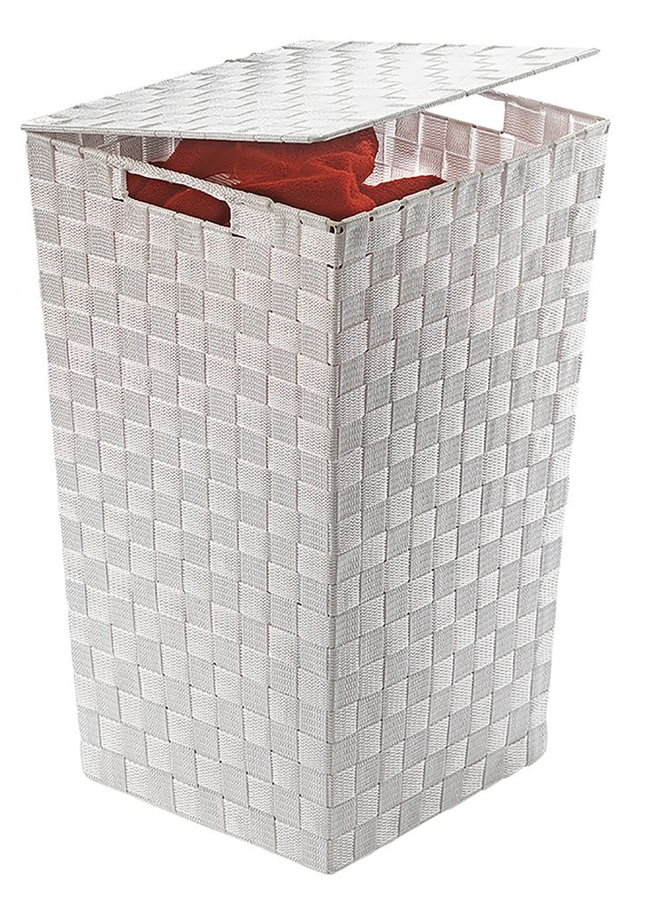 Kobolo Wäschekorb 33x33x54cm quadratisch weiß aus Nylon auf Metallrahmen - Wäschesammler Badezimmer Wäschekörbe Wäschebox Wäschesammler Kör...