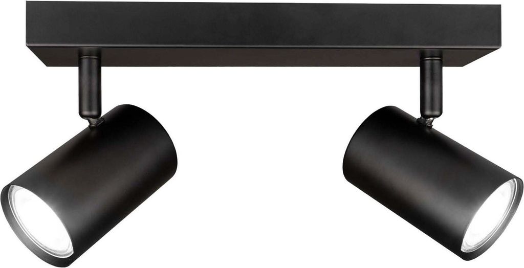 Ledvion - LED Deckenstrahler, Schwarz 2-lights, Dimmbare, 5W, 6500K, Rechteckig, GU10 Fassung, IP20, Kippbar, inkl. GU10 Lampe