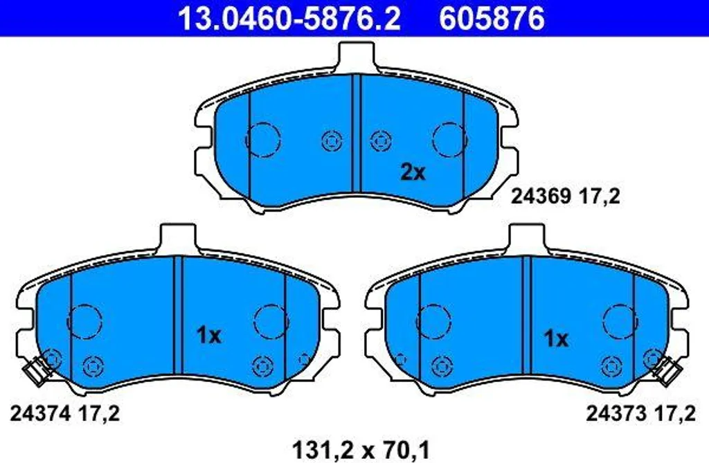 Jeu de Freins pour Elantra : Plaquettes ATE 13.0460-5876.2 Fiables OE