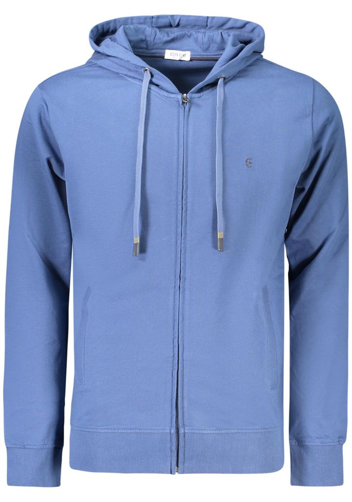 Herren Kapuzen-Sweatshirt Blau mit Reißverschluss und Stickerei