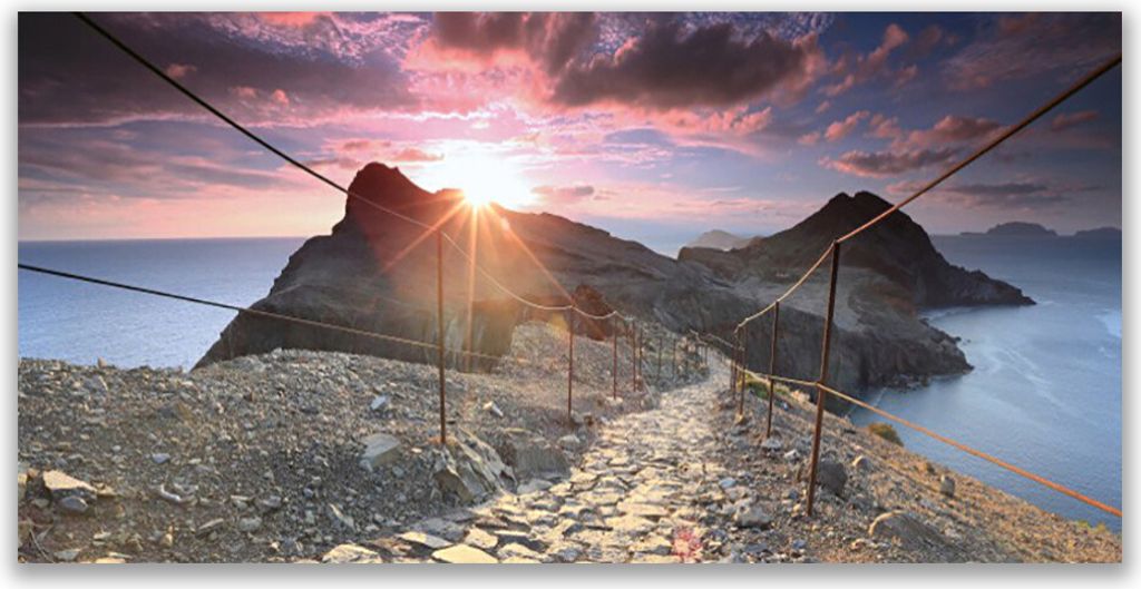 Küchenrückwand aus Glas 120x60cm Spritzschutz Trampelpfad Sonne Landschaft